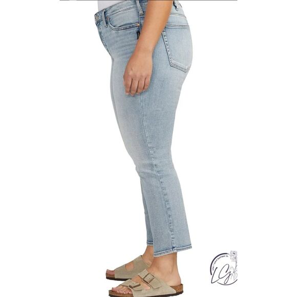 DEMOCRACY Blue Light Wash Ab Solution High Rise Straight Denim Jeans 18Wx27 - Picture 2 of 11